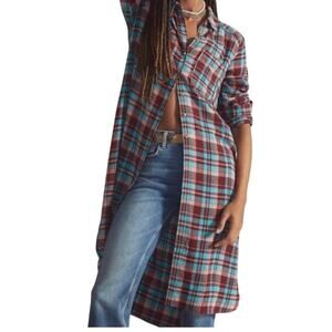 Anthropologie Plaid Mini Dress - Red and Blue